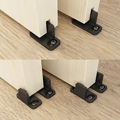 JUBEST Black Aluminum Floor Guide Sliding Barn Door Hardware Bypass Door Guide Set of 2 - Image 1