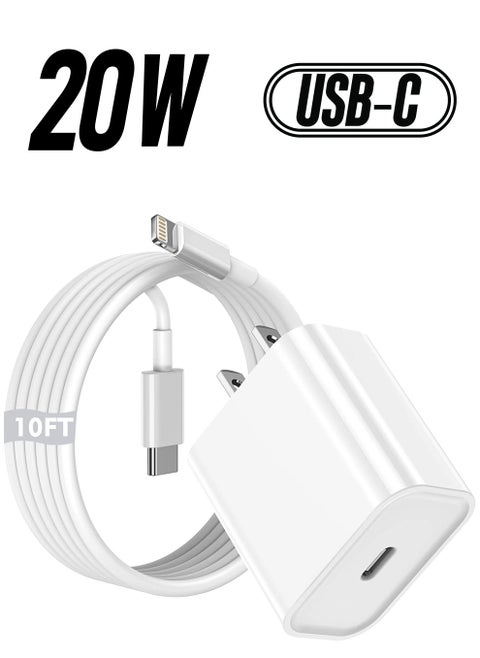 Charger for iPhone 12/13【MFi Apple Certified】, PD 20W Fast Charger with 6FT USB C to Lightning Cable, USB C Charger Fast Charging Block  Charging Cord for iPhone 12/13/iPad/iPod/Air Pods  More