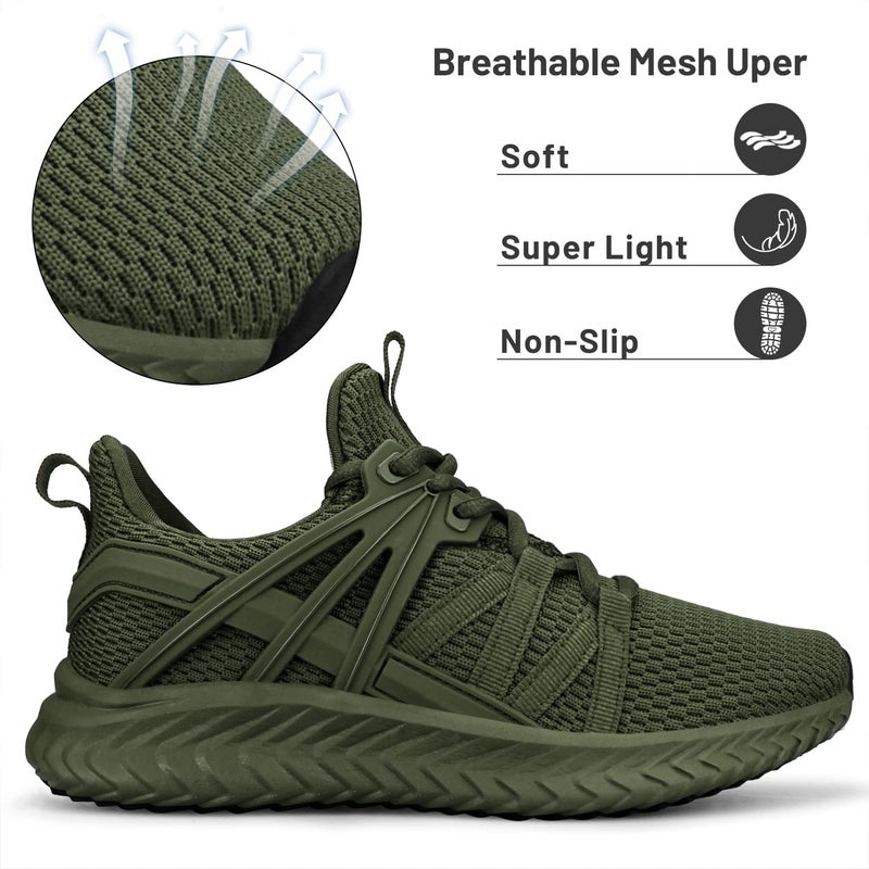 Abboos Women's Sneakers Walking Shoes - Slip on Tennis Casual Athletic Shoes Memory Foam Lightweight Gym Work Shoe â€‹Green Size 9.5 - Image 3