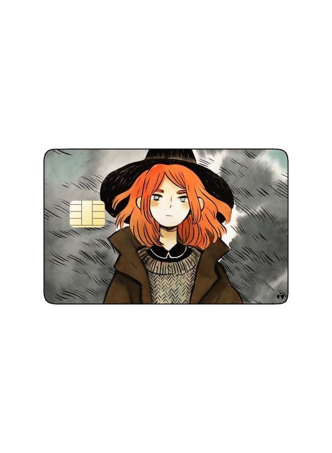 RKN PRINTED BANK CARD STICKER Cute Girl Drawing With Hat And Lamp - Image 1