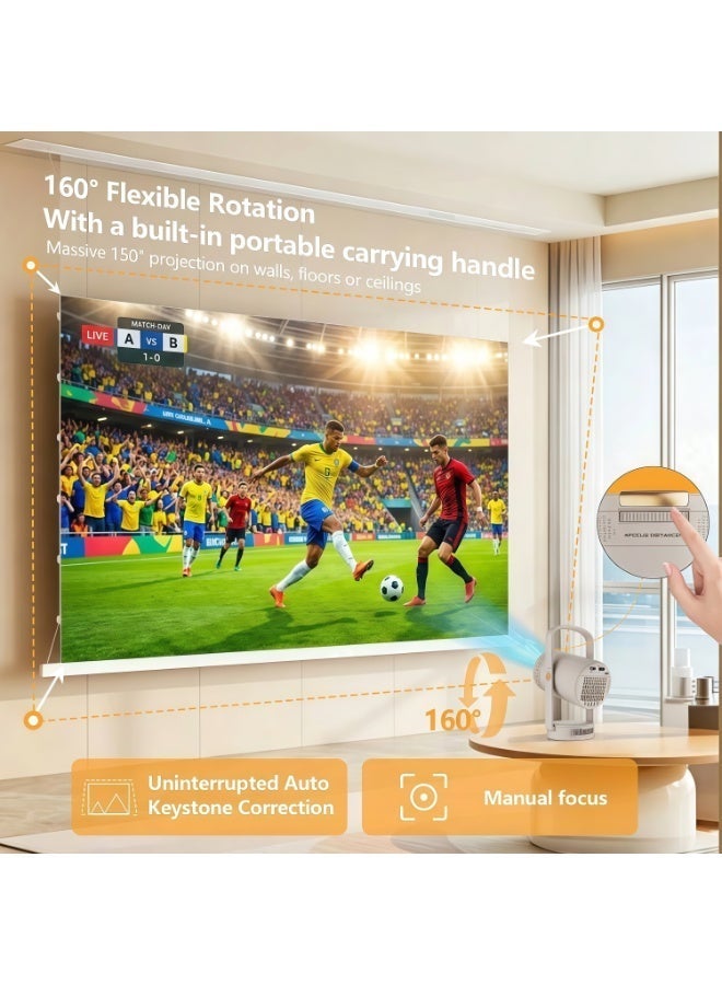 COOLHAWK Projector 4K Full HD - Native 1080P 300 ANSI LUM Mini Pojktor, Android 14 Smart Portable Projectors with Netflix, Youtube, With Wife 5G & Bluetooth 5.4, Auto Keystone, for Outdoor Indoor Home Cemine - Image 4