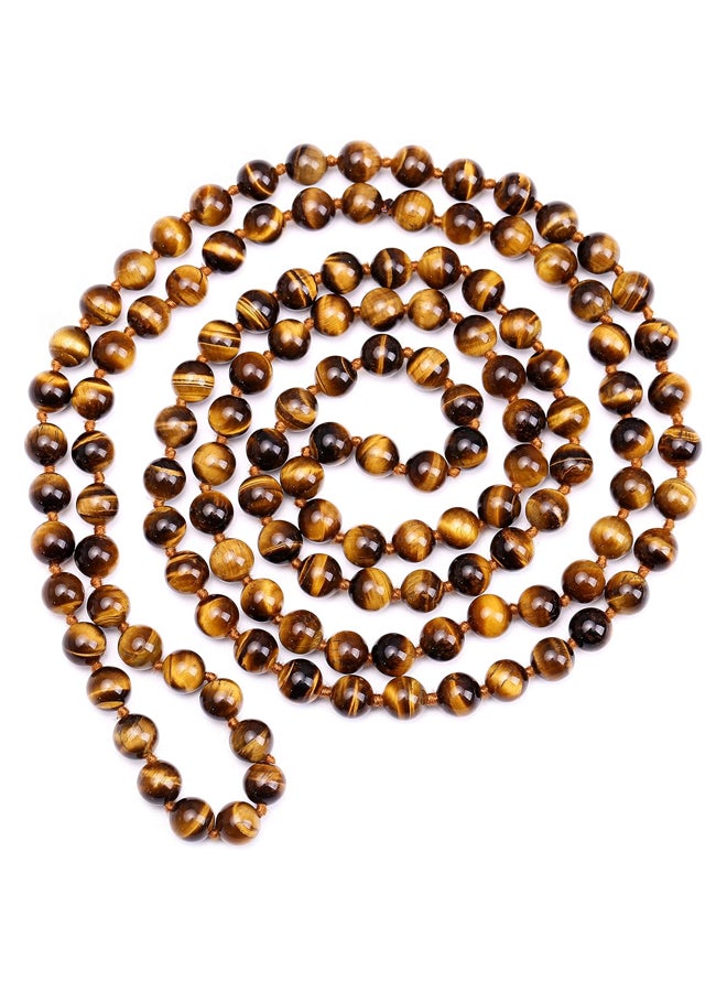 PEARLADA Vintage Tiger Eye Endless Necklace Long Beaded Necklace Handmade Knotted Jewelry for Women Girls Fashion Gemstone Strand Necklace - Image 4