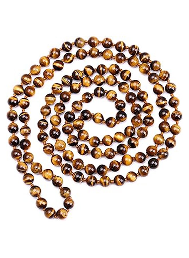 PEARLADA Vintage Tiger Eye Endless Necklace Long Beaded Necklace Handmade Knotted Jewelry for Women Girls Fashion Gemstone Strand Necklace - Image 1