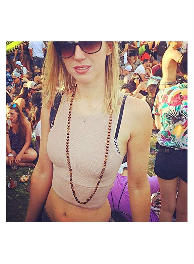 PEARLADA Vintage Tiger Eye Endless Necklace Long Beaded Necklace Handmade Knotted Jewelry for Women Girls Fashion Gemstone Strand Necklace - Image 3