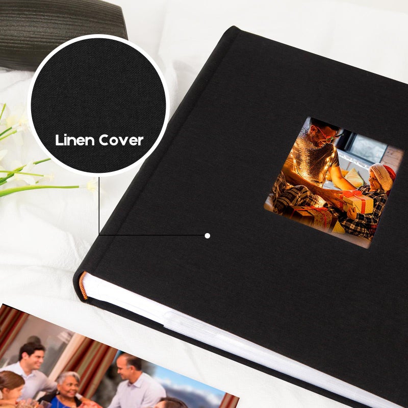 Aevdor 240 Pockets 5x7 Photo Album with Writing Space, Large Capacity Photo Album 5x7 Holds 240 Photos, Linen Cover Acid Free Photo Book with Memo for Baby Family Anniversary Wedding Pictures, Black - Image 5
