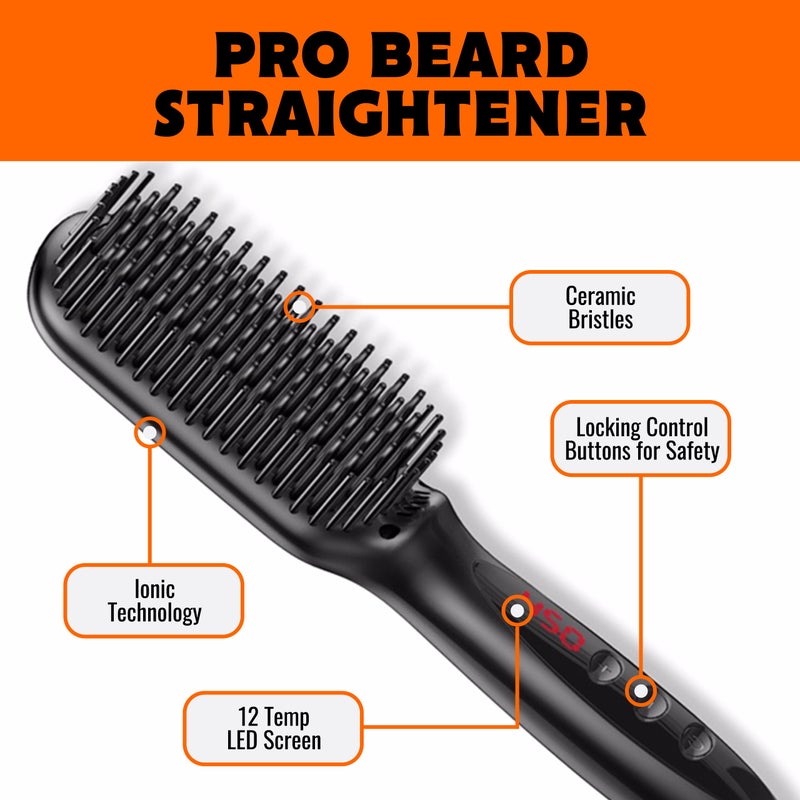 TAME THE WILD MAKE YOUR BEARD BEHAVE Tame The Wild Pro Beard Straightener for Men - Premium Heated Beard Brush - Anti-Scald Ionic Generator - 12 Temp Settings - LED Display - for Beards Over 2" Long - Image 2