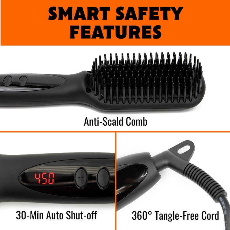 TAME THE WILD MAKE YOUR BEARD BEHAVE Tame The Wild Pro Beard Straightener for Men - Premium Heated Beard Brush - Anti-Scald Ionic Generator - 12 Temp Settings - LED Display - for Beards Over 2" Long - Image 4