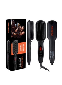 Tame The Wild Pro Beard Straightener for Men - Premium Heated Beard Brush - Anti-Scald Ionic Generator - 12 Temp Settings - LED Display - for Beards Over 2" Long