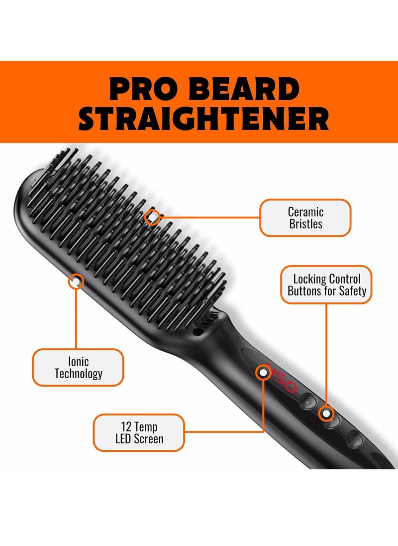 Tame the Wild - Tame The Wild Pro Beard Straightener for Men - Premium Heated Beard Brush - Anti-Scald Ionic Generator - 12 Temp Settings - LED Display - for Beards Over 2" Long - Image 1