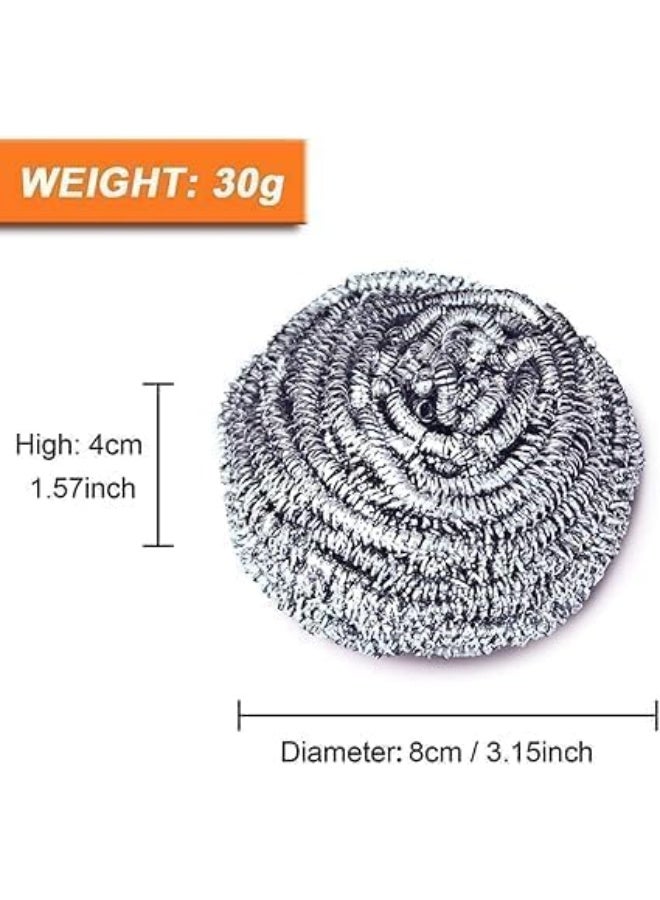 20 Pieces Stainless Steel Scrubbers, Silver, Heavy Duty Scouring Pads for Pots, Pans & BBQ Grills, Rust Resistant - Image 3