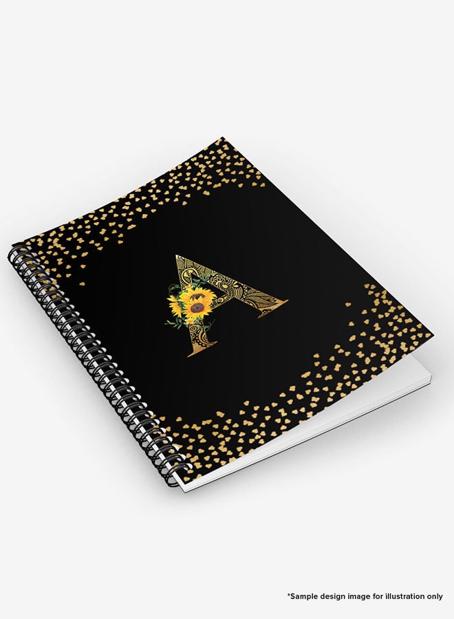 Stylizedd Designer A5 Spiral Notebook Memo Notepad Journal - Custom Monogram Initial Letter Mandala Floral Pattern Alphabet - Q - Black  - Image 5