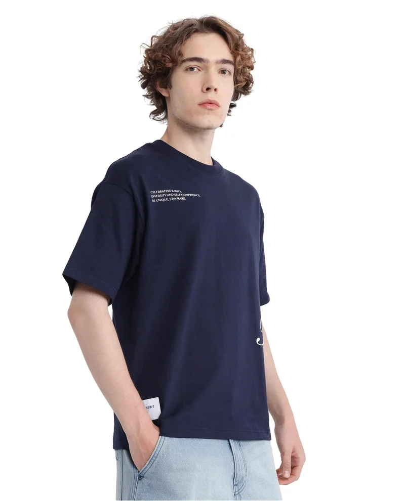 Rare Rabbit Men's Typography Print Boxy Fit T-Shirt