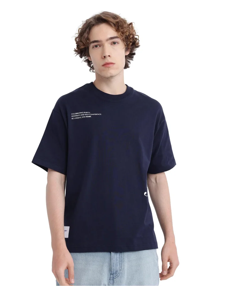 Rare Rabbit Men's Typography Print Boxy Fit T-Shirt