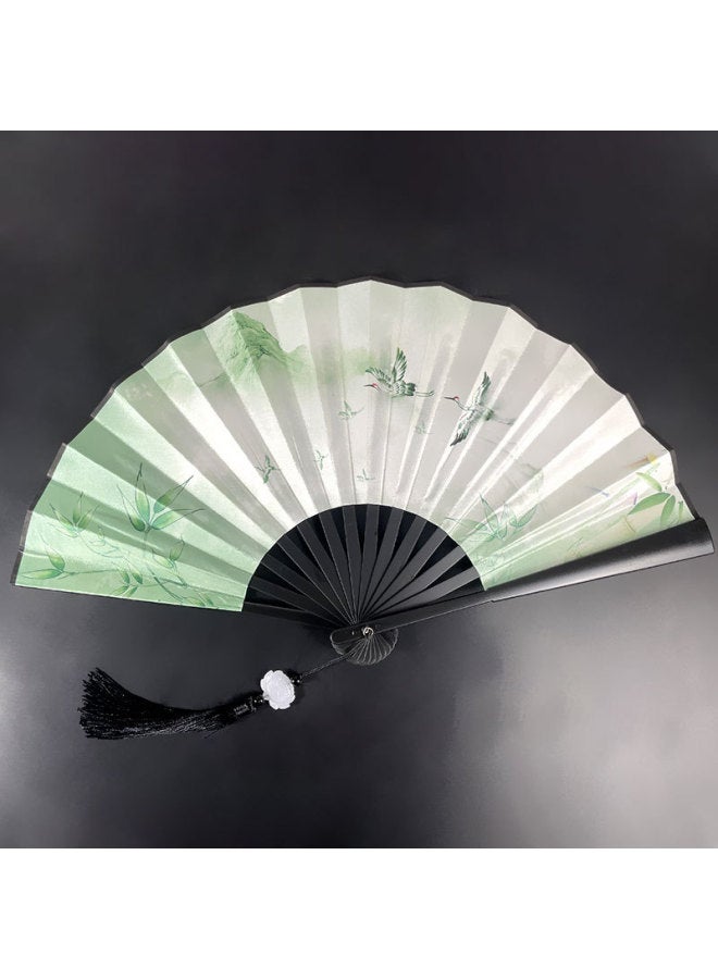 Chinese Style 8 Inch Plastic Fan With Tassel Pendant Antique Domineering Folding Fan Men's Hanfu Dance Silk Cloth Fan Wholesale-Specification:8inch Animal Fan-Colour:8inch Tassel Folding Fan-05 - Image 1