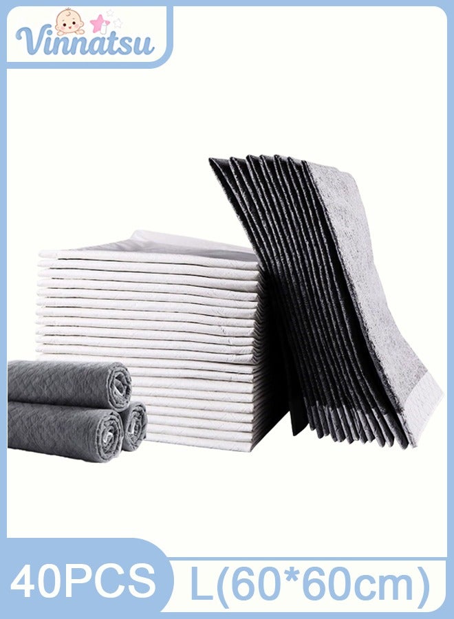Vinnatsu Bamboo Charcoal Disposable Changing Pads, Size L - 40-Count Pack, 5-Layer Hospital Grade Protection, Waterproof & Rapid-Dry for Odor Control, Incontinence Care for Babies, Kids, Adults & Elderly - Image 1