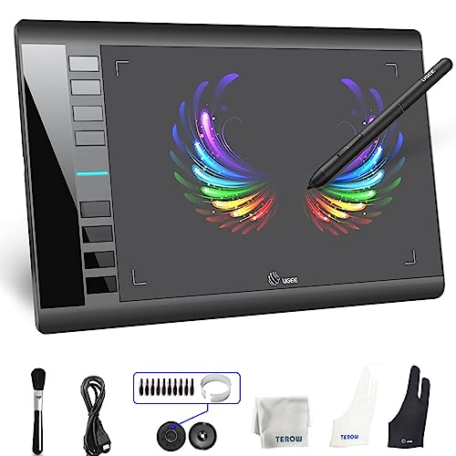 Ugee Graphics Drawing Tablet, UGEE M708 10 x 6 inch Large Digital Drawing Pad with 8 Hot Keys 8192 Levels Pen, Graphic Tablets for Computer Graphic Board Creation Sketch for PC/Laptop/Mac OS/Linux/Chrome - Image 1