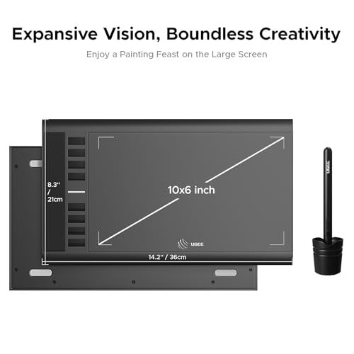 Ugee Graphics Drawing Tablet, UGEE M708 10 x 6 inch Large Digital Drawing Pad with 8 Hot Keys 8192 Levels Pen, Graphic Tablets for Computer Graphic Board Creation Sketch for PC/Laptop/Mac OS/Linux/Chrome - Image 2