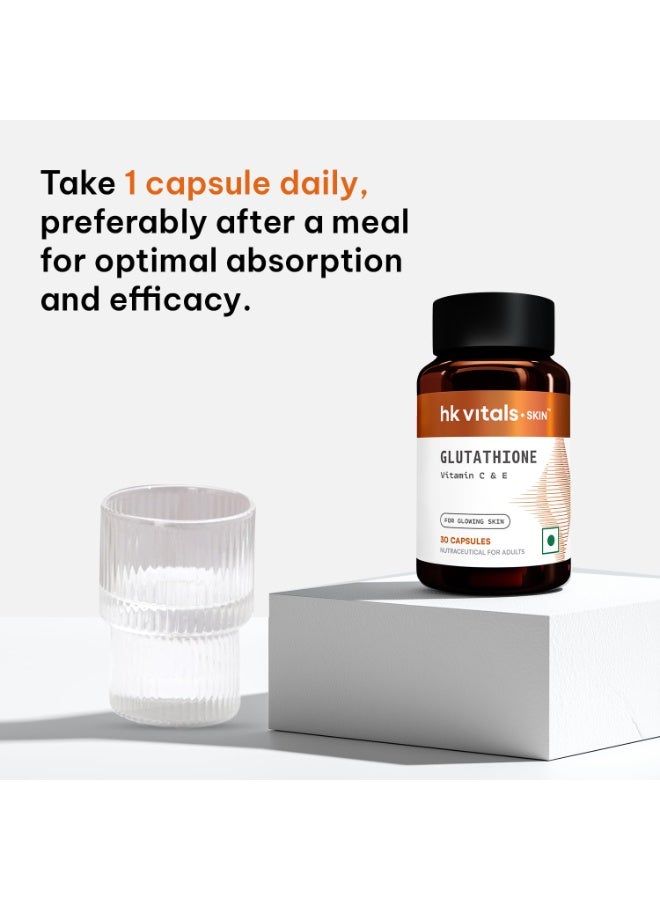 hk vitals Glutathione (30 Veg Capsules) | With Vitamin C & E, Biotin | For Skin Glow and Hydration - Image 2
