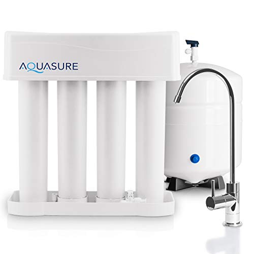 Aquasure Premier 4-Stage Reverse Osmosis Under Sink Drinking Water RO Filtration Purification System | Removes 99% of Contaminants | 75 GPD, Leak-Proof, Quick Change Filters, with Tank & Chrome Faucet - Image 1