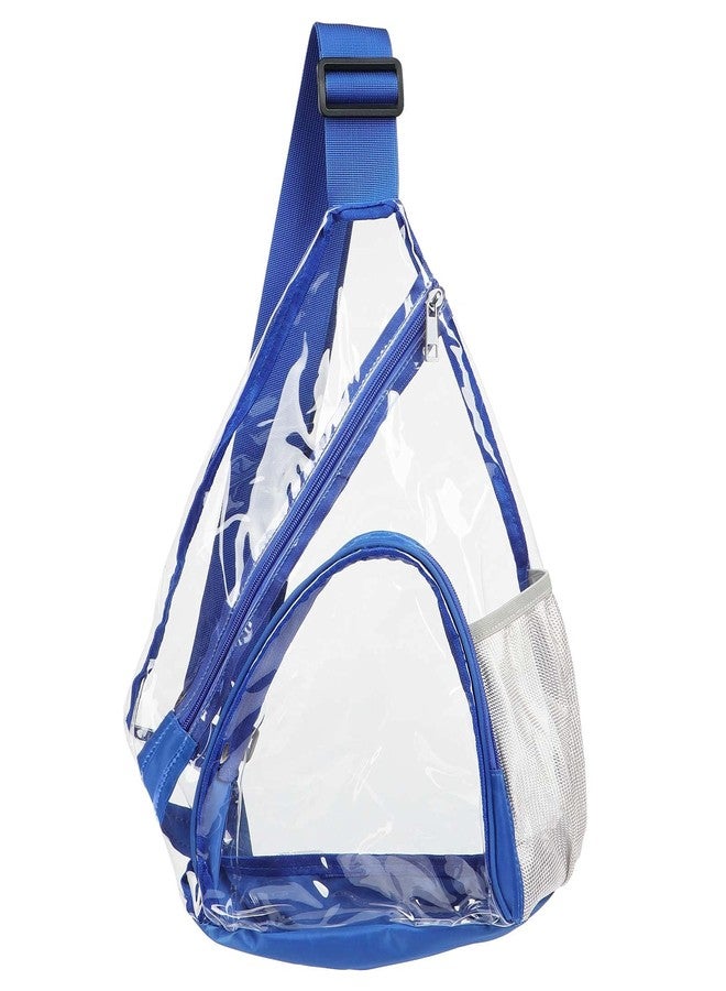 HULISEN Clear Sling Bag, Clear Bag Stadium Approved, Transparent Shoulder Crossbody Backpack Chest Casual Daypack, Blue, Medium, Clear Sling Bag - Image 1
