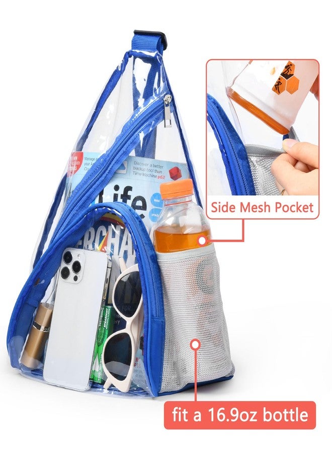 HULISEN Clear Sling Bag, Clear Bag Stadium Approved, Transparent Shoulder Crossbody Backpack Chest Casual Daypack, Blue, Medium, Clear Sling Bag - Image 4
