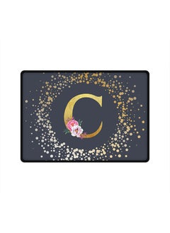 Designer Gaming Mouse Pad  Anti-Skid Mousepad Large Keyboard Mouse Pad Desk Mat Custom Monogram Initial Letter Floral Pattern Alphabet - C  (Grey)