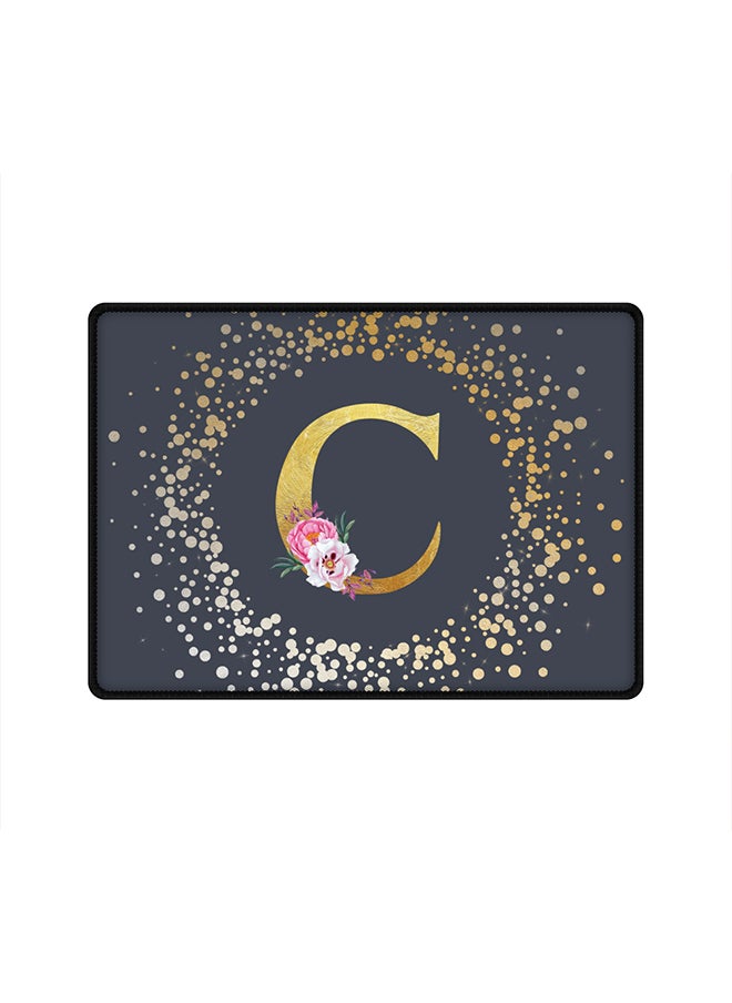 Stylizedd - Designer Gaming Mouse Pad  Anti-Skid Mousepad Large Keyboard Mouse Pad Desk Mat Custom Monogram Initial Letter Floral Pattern Alphabet - C  (Grey) - Image 1