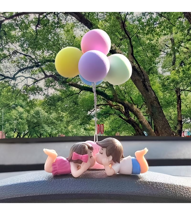 Polychrome 1PC Couple Ornament Figure For Car Interior Decoration - Image 1