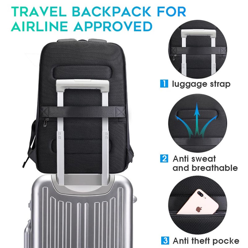 BANGE Business Smart Backpack Waterproof fit 15.6 Inch Laptop Backpack with USB Charging Port,Travel Durable Backpack - Image 4