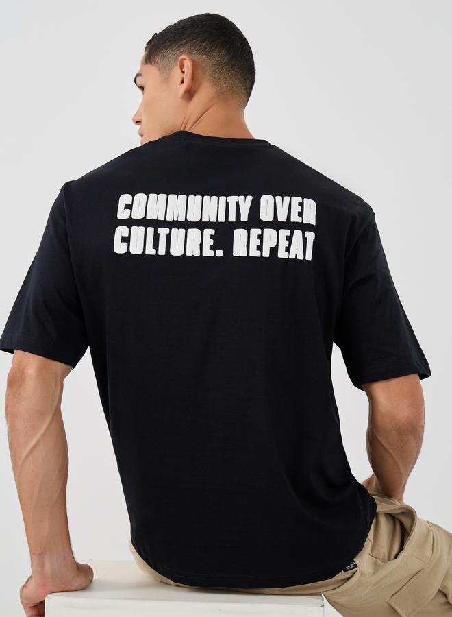 Styli Back and Front Slogan Puff Print Oversized T-Shirt - Image 3