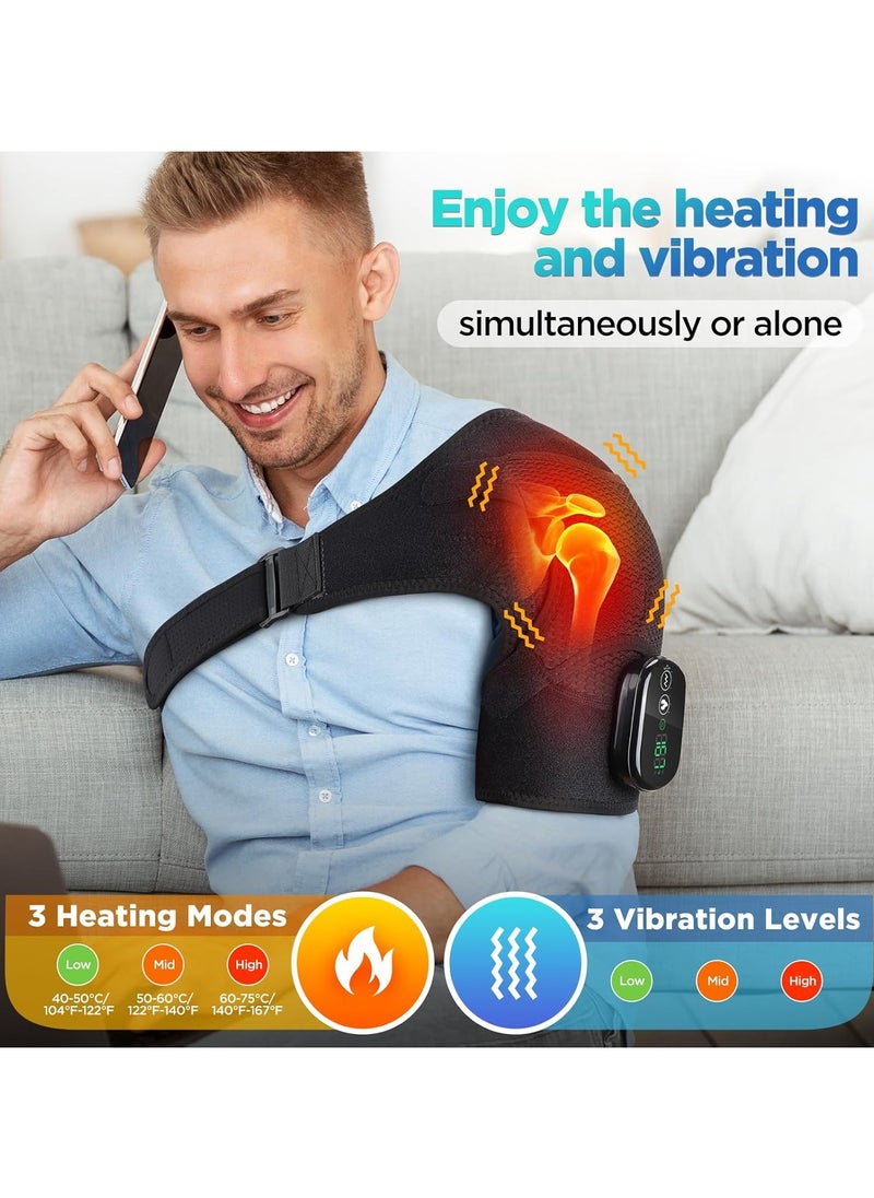 Ru syanl - Cordless Shoulder Heating Pad Heated Shoulder Wrap with Vibration Shoulder Massager Heated Shoulder Brace for Unisex - Image 1