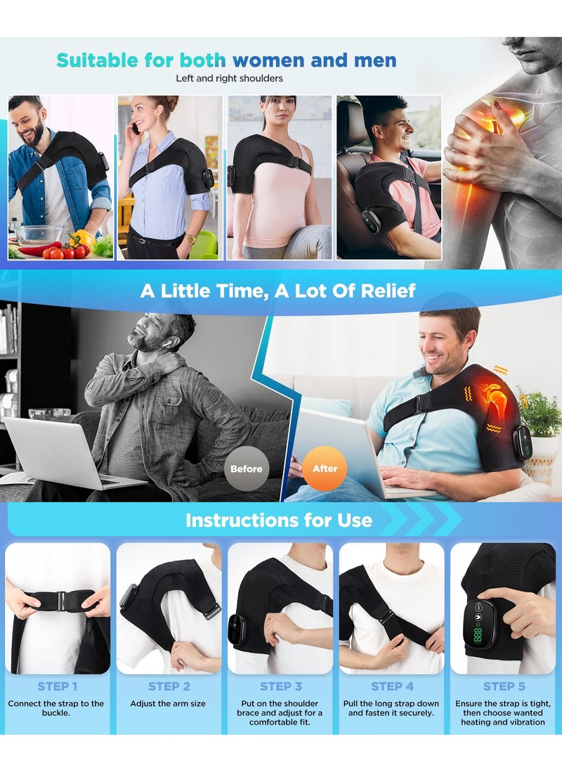 Ru syanl - Cordless Shoulder Heating Pad Heated Shoulder Wrap with Vibration Shoulder Massager Heated Shoulder Brace for Unisex - Image 1