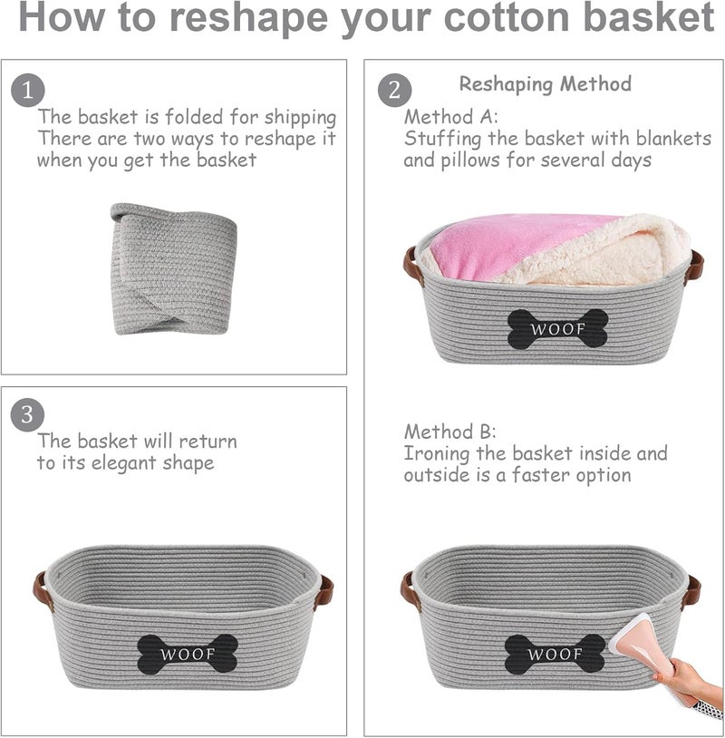 Morezi Cotton Rope Dog Toy Basket with Handle, Large Dog bin, Puppy Kitty Bed, Dog Toy Basket - Perfect for Carry pet Toys, Blankets, leashes, chew Toys, Diapers - Gray - Image 5