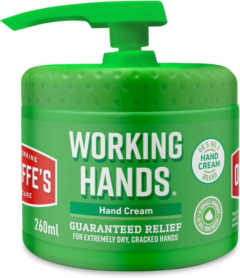 OKeeffes Working Hands Hand Cream 260ml Pumpable Hand Cream for Extremely Dry Cracked Hands Instantly Boosts Moisture Levels Creates a Protective Layer Prevents Moisture Loss