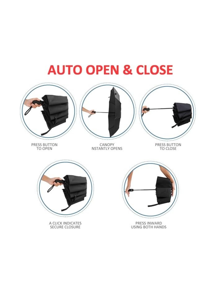 Compact Reverse Folding Umbrella Automatic Windproof Travel Inverted Umbrellas - Image 5
