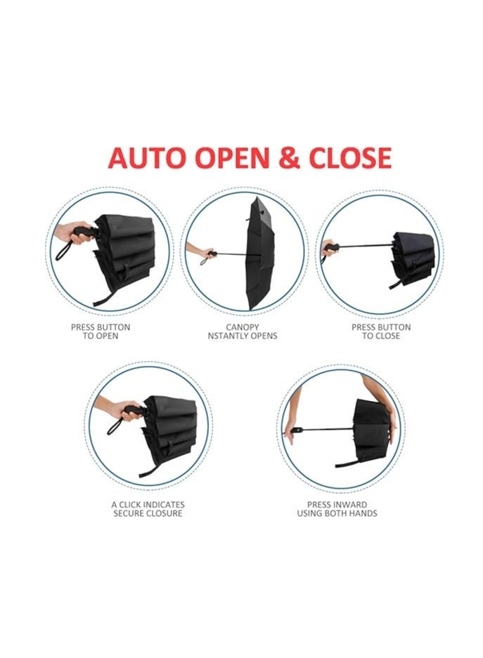 DAILYLIFE Automatic Reverse Folding Umbrella - Windproof & UV Protection Sun Shade, Compact Portable Travel Umbrella with Auto Open/Close for Rain & Strong Sun - Image 4