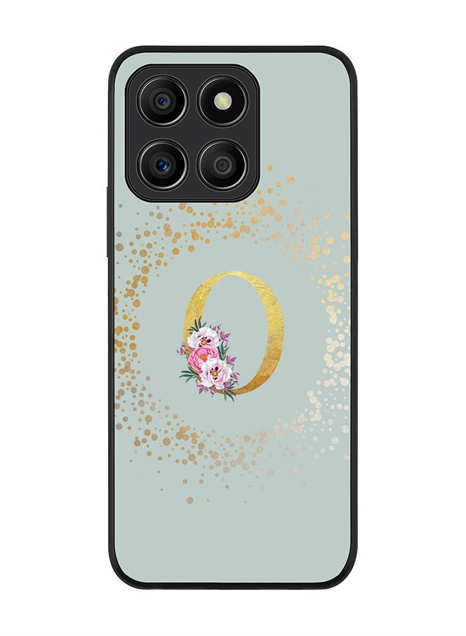 Stylizedd Rugged Black Edge Case for Honor X8b, Slim fit Case Thin Cover -  Custom Monogram Initial Letter Floral Pattern Alphabet - O  (Light Grey ) - Image 1