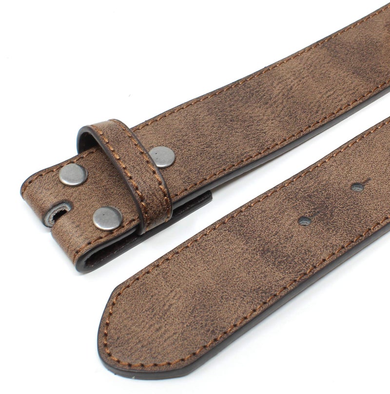 BC Belts Leather Belt Strap with Vintage Distressed Texture 1.5" Wide with Snaps (Dark Brown-L) - Image 2