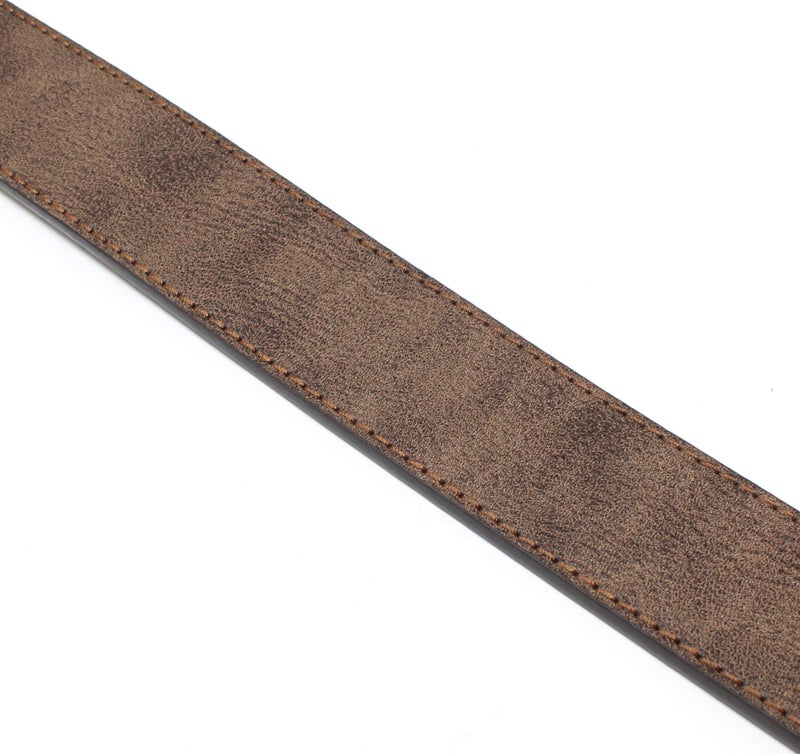 BC Belts Leather Belt Strap with Vintage Distressed Texture 1.5" Wide with Snaps (Dark Brown-L) - Image 3