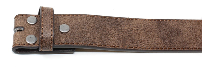 BC Belts Leather Belt Strap with Vintage Distressed Texture 1.5" Wide with Snaps (Dark Brown-L) - Image 4