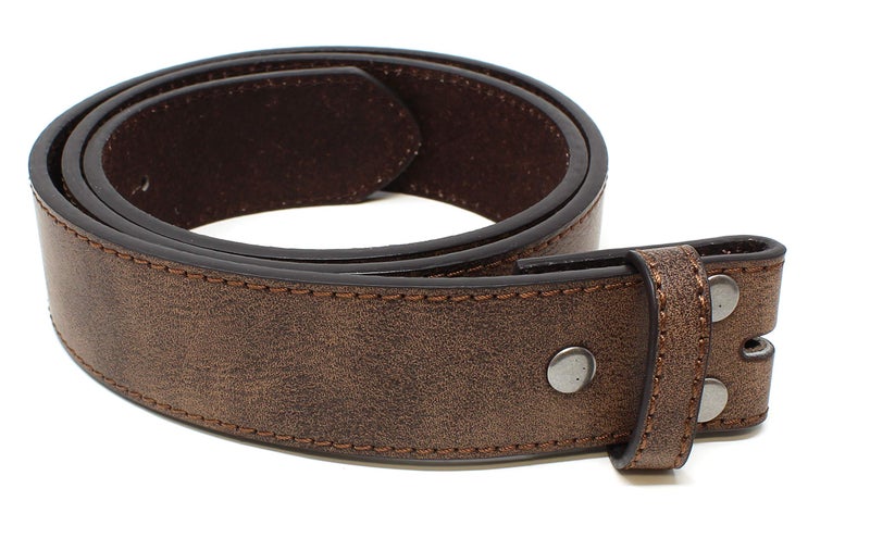 BC Belts Leather Belt Strap with Vintage Distressed Texture 1.5" Wide with Snaps (Dark Brown-L) - Image 1