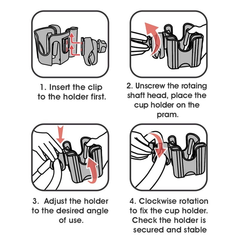 WedFeir 2-in-1 Universal Cup and Phone Holder for Uppababy Nuna Doona Strollers, Bikes, Wheelchairs, Walkers, Scooters - Adjustable Drink Holder - Image 5