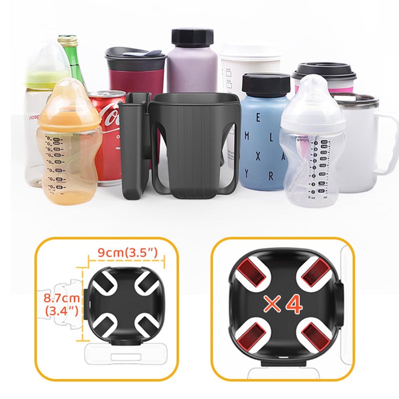 WedFeir 2-in-1 Universal Cup and Phone Holder for Uppababy Nuna Doona Strollers, Bikes, Wheelchairs, Walkers, Scooters - Adjustable Drink Holder - Image 2