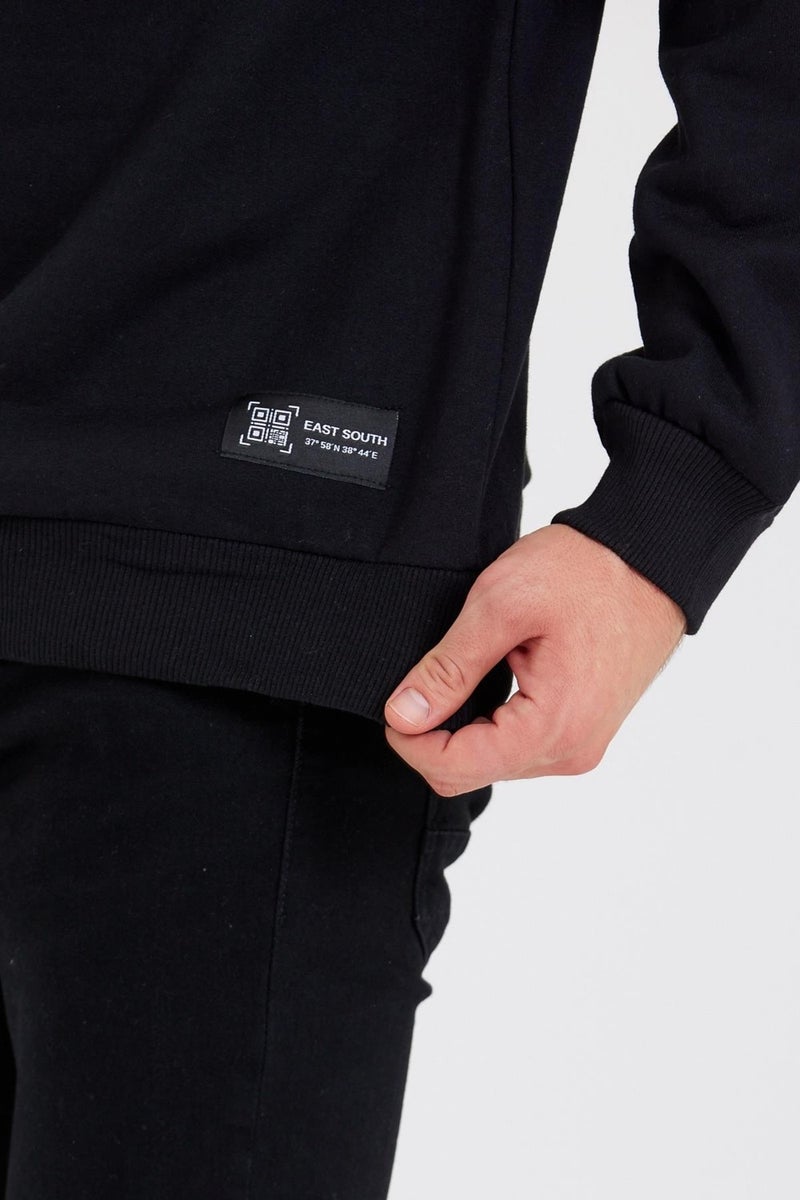 Crew Neck Label Detail Cotton Inside Men's Sweatshirt