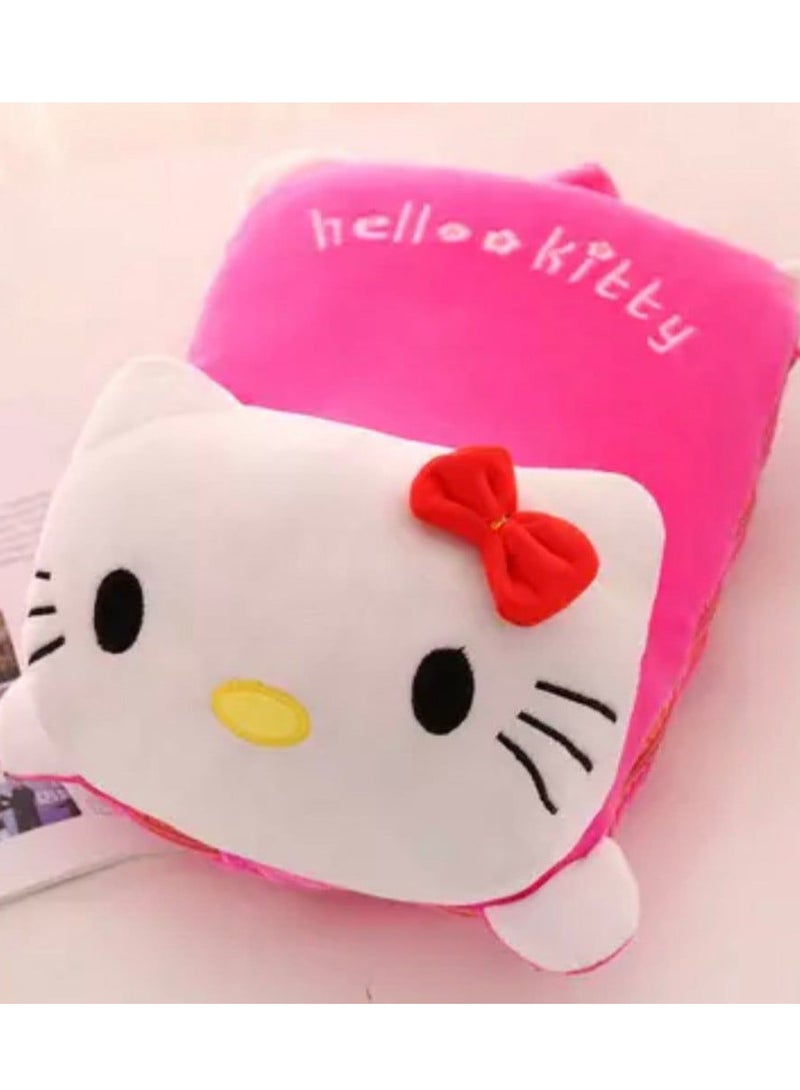 هالو كيتي مخدة وبطانية هيلو كيتي | وسادة مريحة ناعمة قابلة للتحول إلى بطانية دافئة | مثالية للقيلولة، السفر، المكتب وغرف الأطفال | تصميم كرتوني أنيق وعصري لعشاق هيلو كيتي | أبعاد المخدة 25*35 , البطانية 110*160 - Image 3