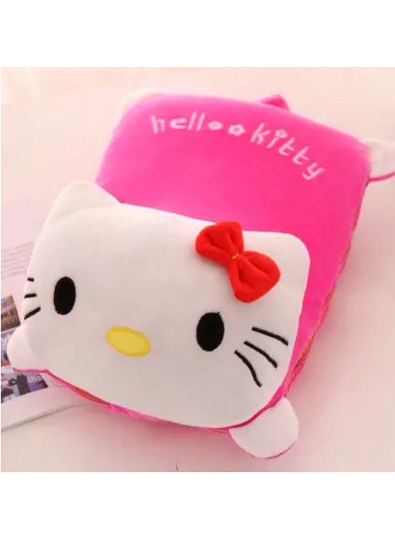 هالو كيتي مخدة وبطانية هيلو كيتي | وسادة مريحة ناعمة قابلة للتحول إلى بطانية دافئة | مثالية للقيلولة، السفر، المكتب وغرف الأطفال | تصميم كرتوني أنيق وعصري لعشاق هيلو كيتي | أبعاد المخدة 25*35 , البطانية 110*160 - Image 2
