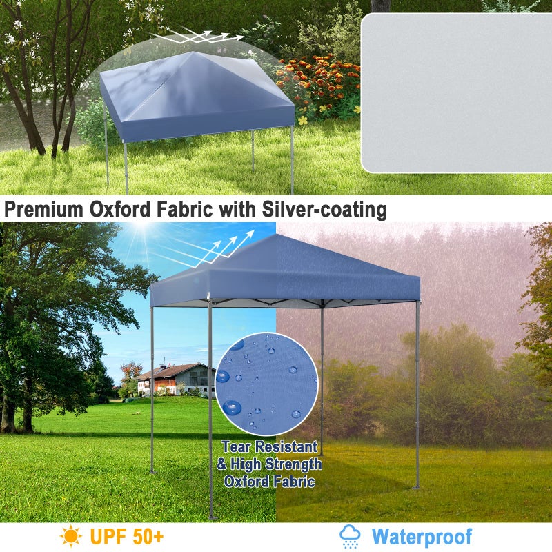 Tangkula 6.6x6.6 Ft Pop Up Canopy, 1 Person Instant Setup Canopy Tent with Center Lock, UPF 50+ Sun Protection, 8 Stakes, 4 Ropes, Portable Outdoor Canopy with Carrying Bag - Image 3