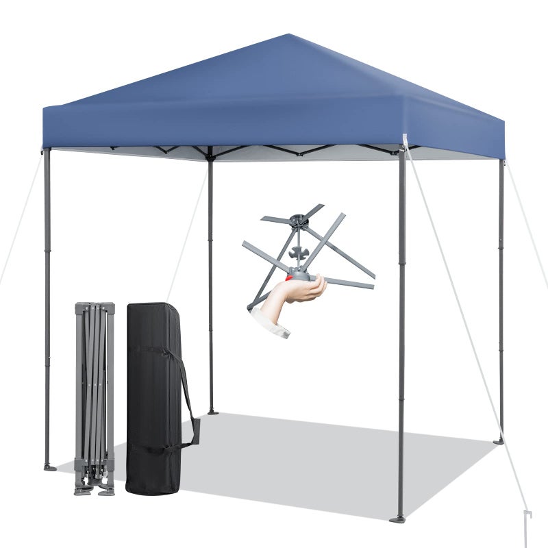 Tangkula 6.6x6.6 Ft Pop Up Canopy, 1 Person Instant Setup Canopy Tent with Center Lock, UPF 50+ Sun Protection, 8 Stakes, 4 Ropes, Portable Outdoor Canopy with Carrying Bag - Image 1