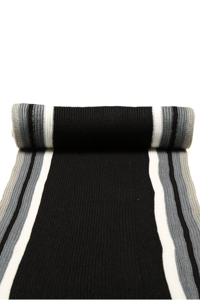 Sakkas 1591 - Rhyland Striped Color Block Knitted Winter Scarf With Fringe - EdgeStripeBlack - OS - Image 2
