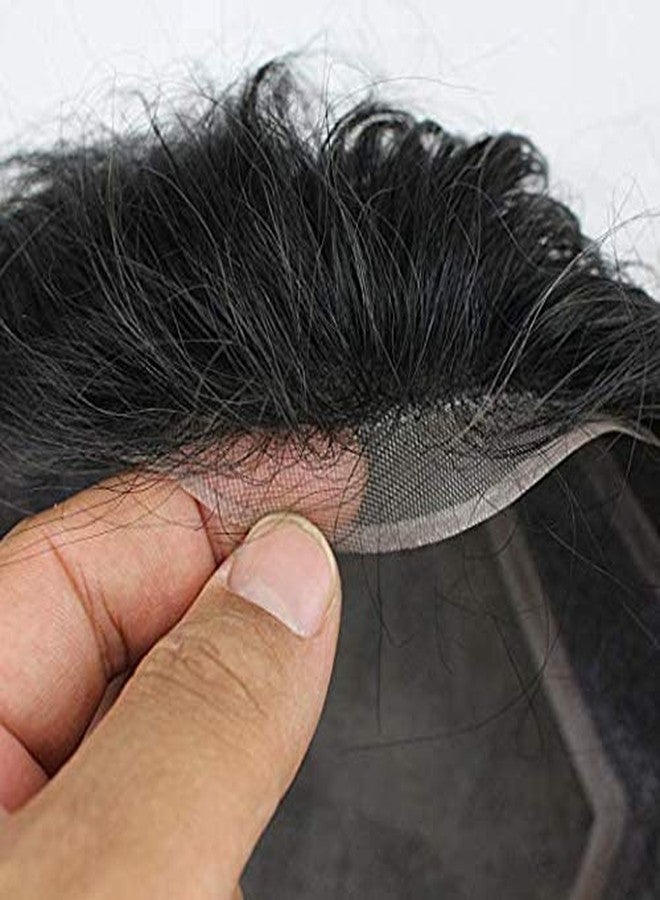 Glan Human Hair Natural Front Lace Hair Patch/Toupee/Wig for Men Hair Replacement System Patches Hair Wigs for Boys Men for Hair Loss Solution (8X6, BLACK) - Image 4